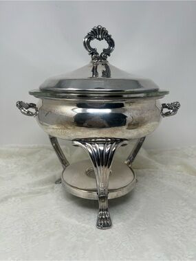 Silver Plated PyrexChafing Dish Food Warmer